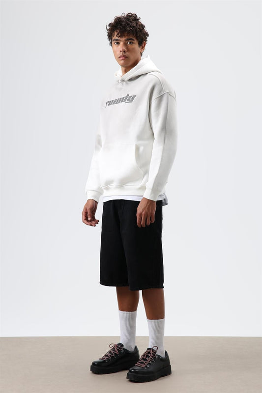 Oversized Printed Washed Hoodie