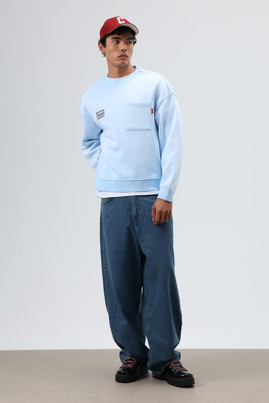 Oversized Bike Neck Sweatshirt with Pockets