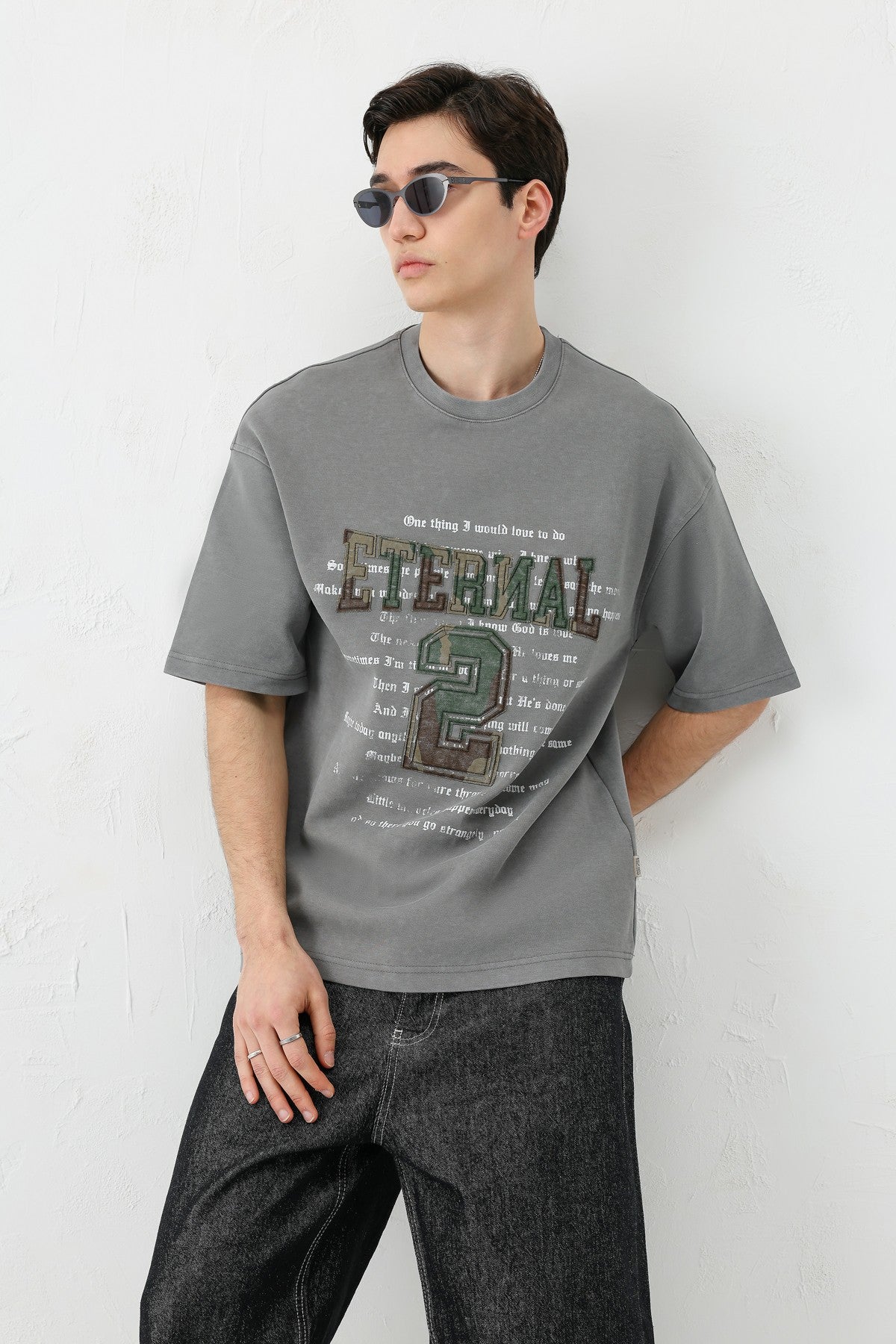 Oversized Print and Double-Printed T-Shirt