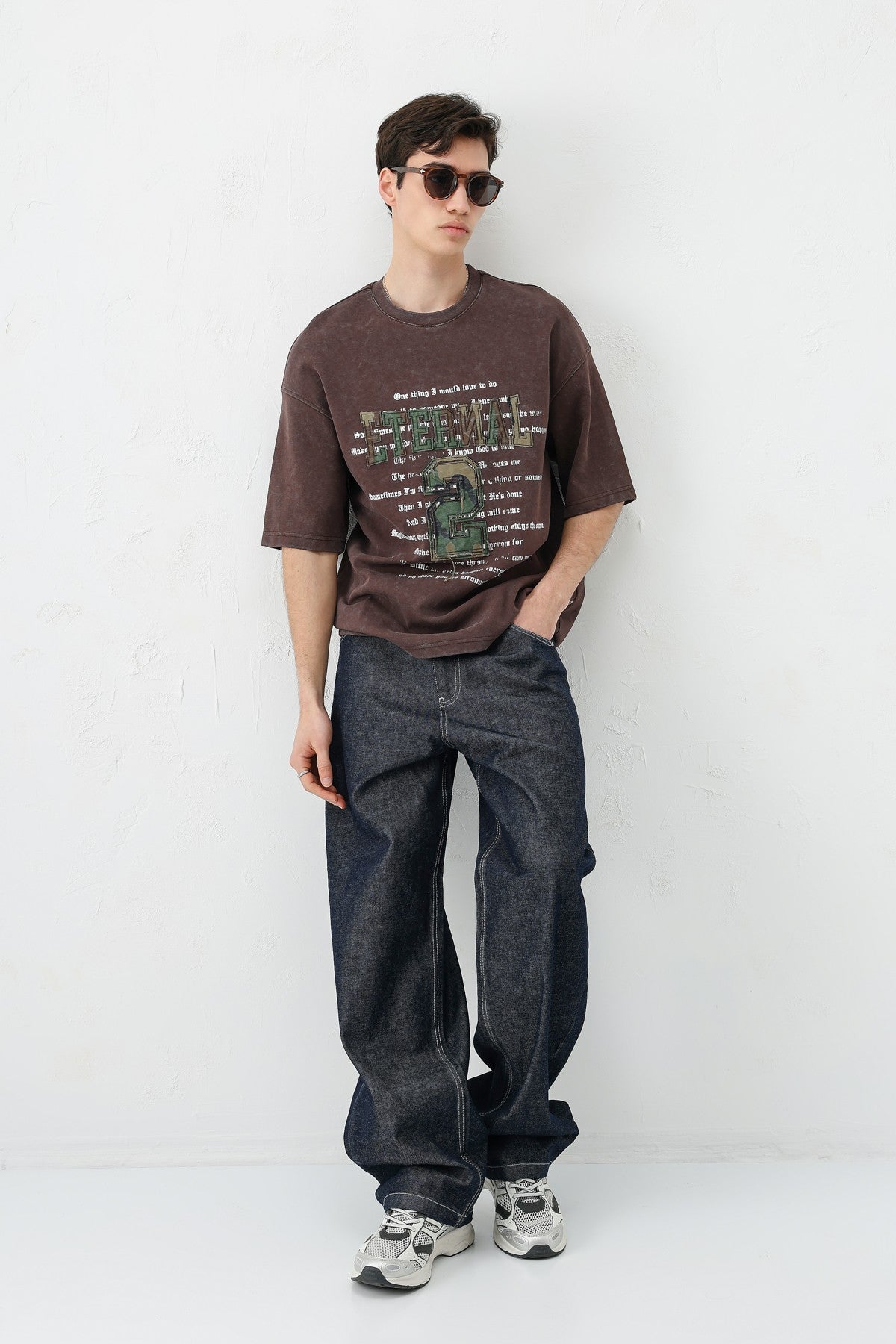 Oversized Print and Double-Printed T-Shirt