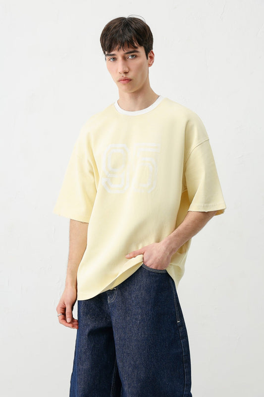 Oversized Polo Neck 91 Printed T-Shirt