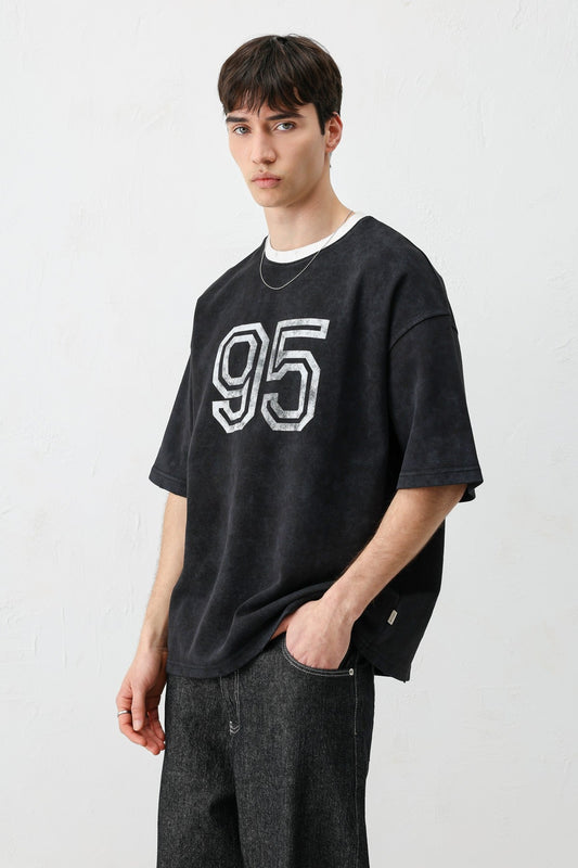 Oversized Polo Neck 91 Printed T-Shirt