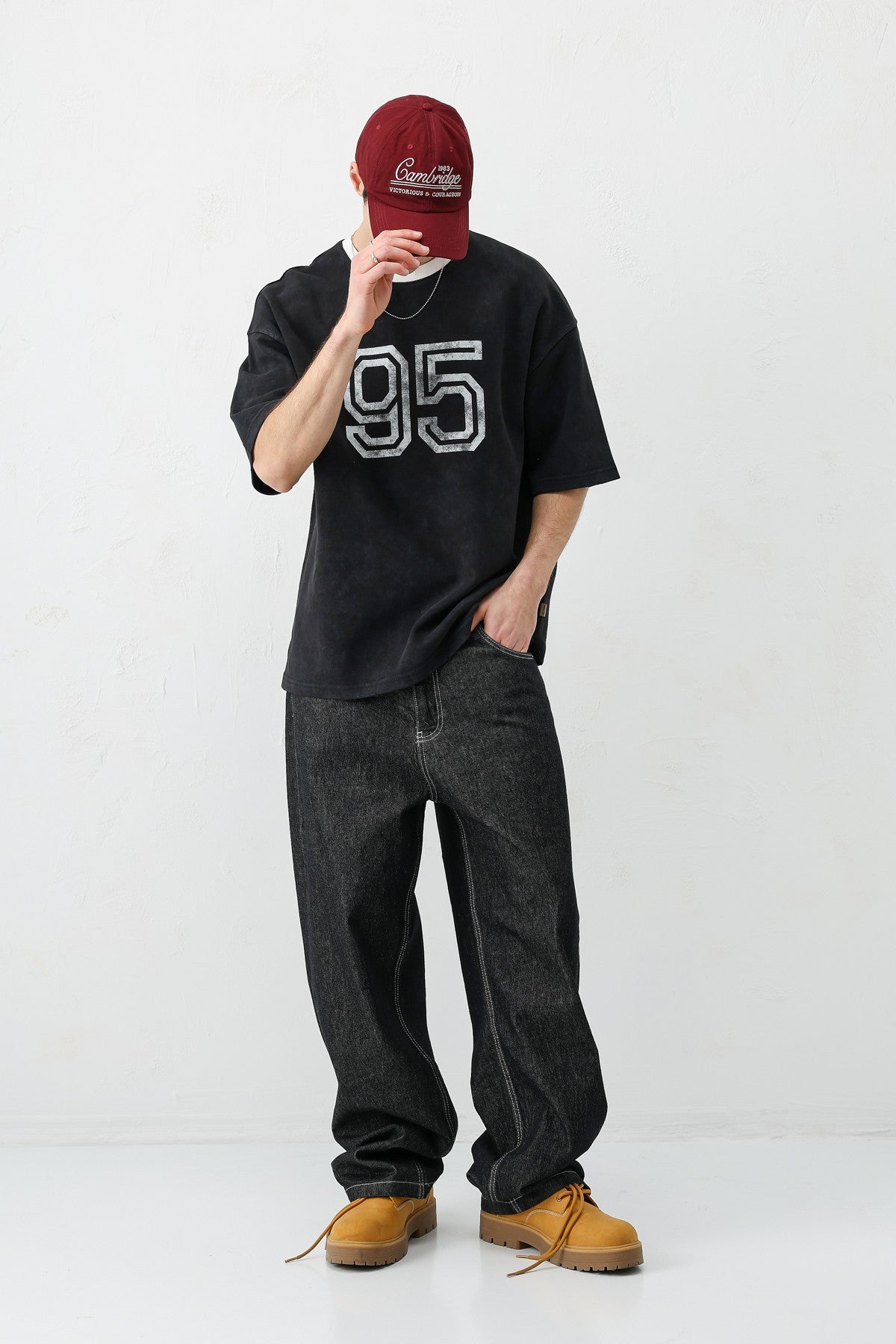 Oversized Polo Neck 91 Printed T-Shirt