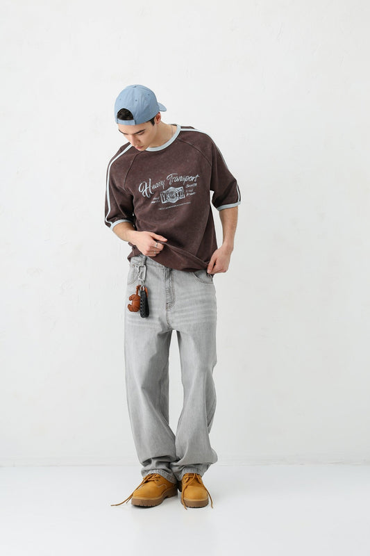 WASHED RAGLAN-SLEEVE T-SHIRT