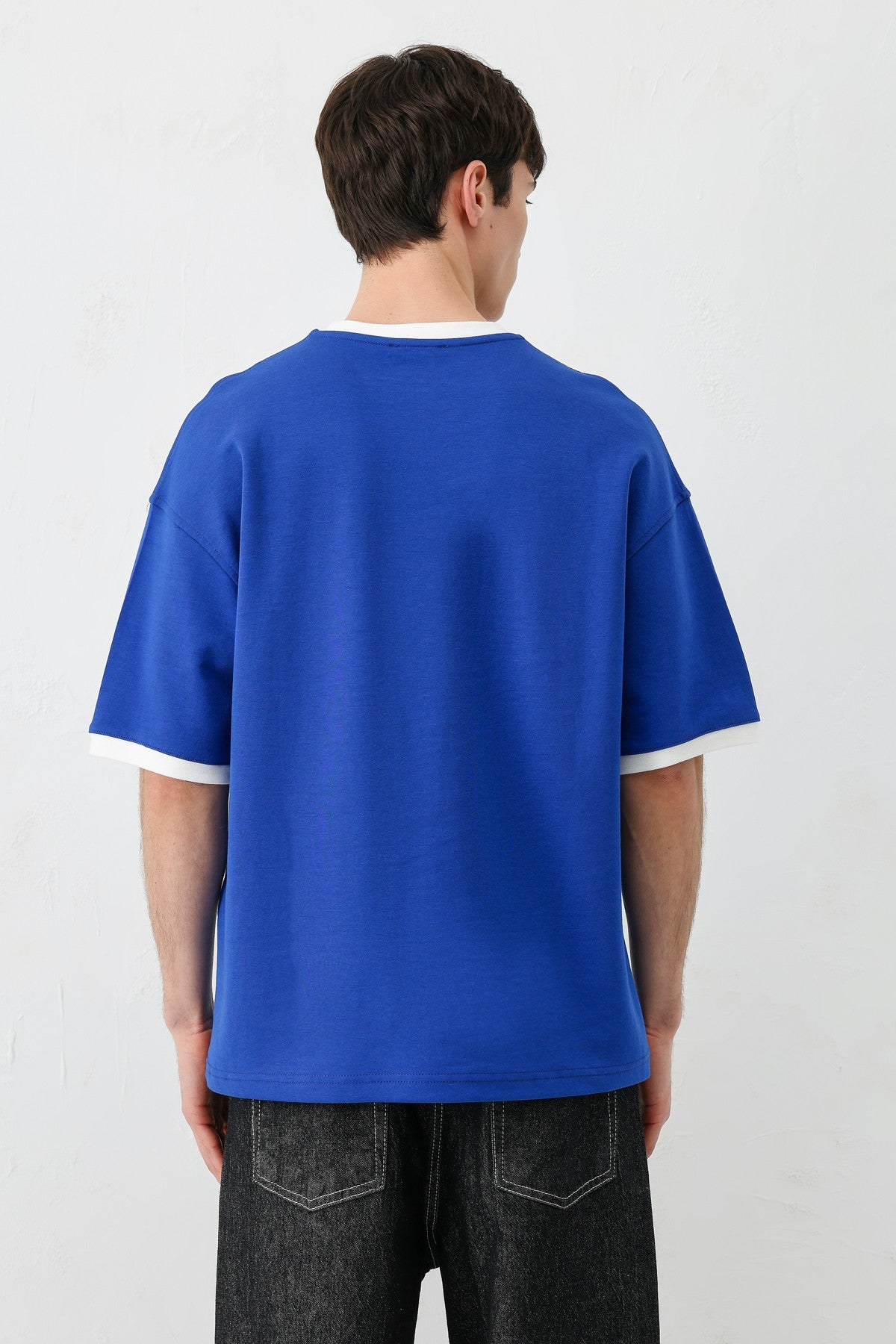 Oversized T-Shirt with a Bike Neckline and Print