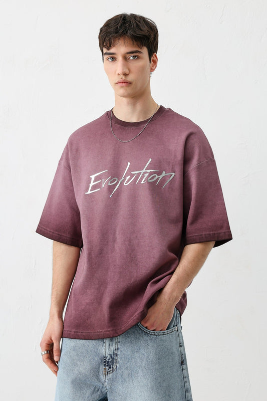 Oversized Bike Neck Print Heavyweight T-Shirt