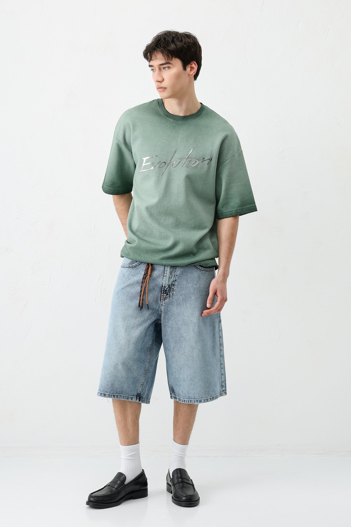 Oversized Bike Neck Print Heavyweight T-Shirt