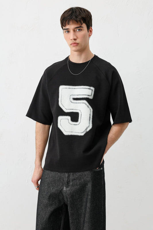 Oversized Crew Neck T-Shirt with 5 Prints