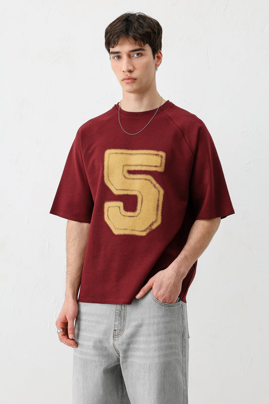 Oversized Crew Neck T-Shirt with 5 Prints