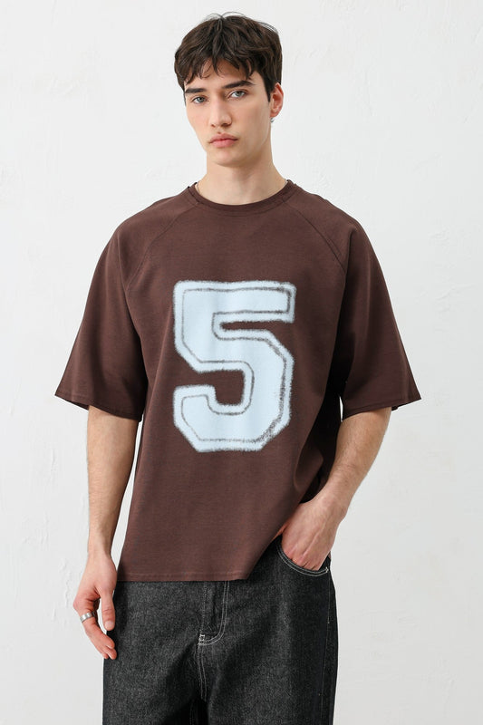 Oversized Crew Neck T-Shirt with 5 Prints