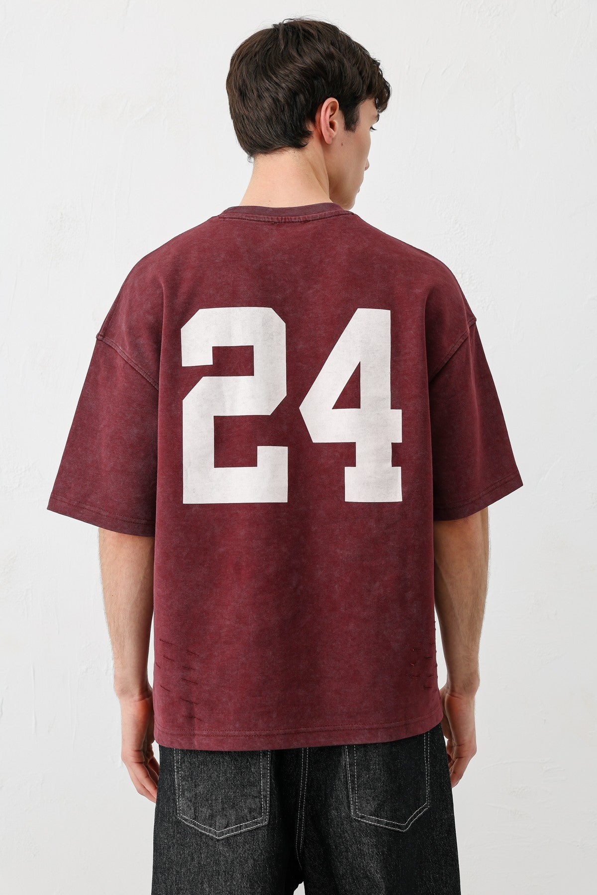 Printed Oversized T-Shirt, Burgundy
