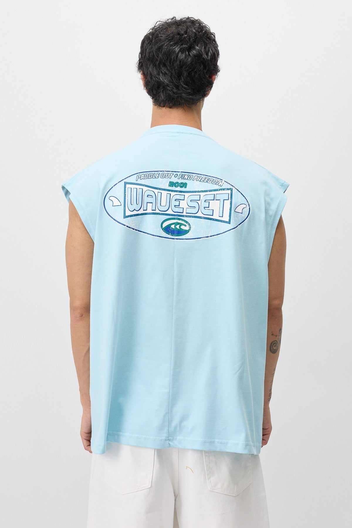 Oversized Printed Sleeveless T-Shirt