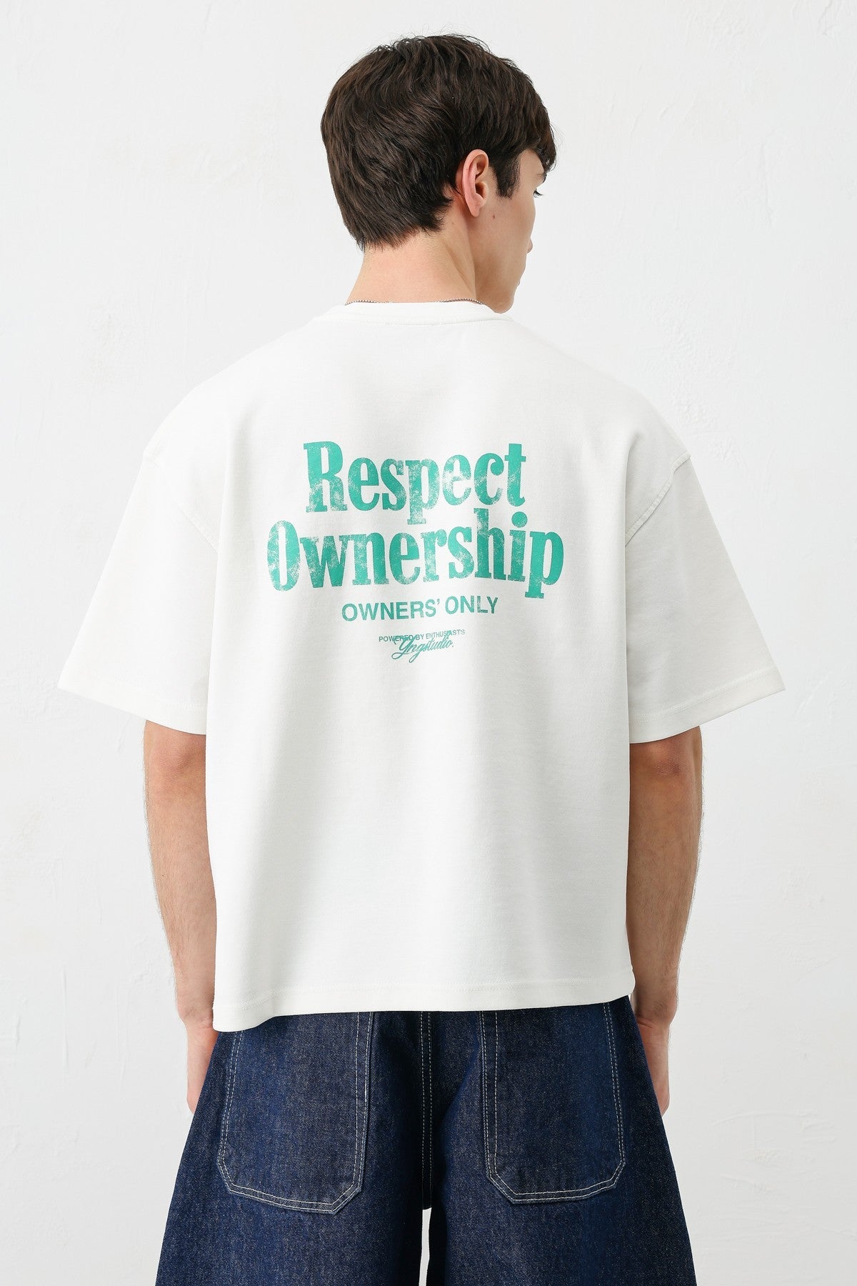 Short-Sleeved Boxy-Fit Printed T-Shirt, Ecru