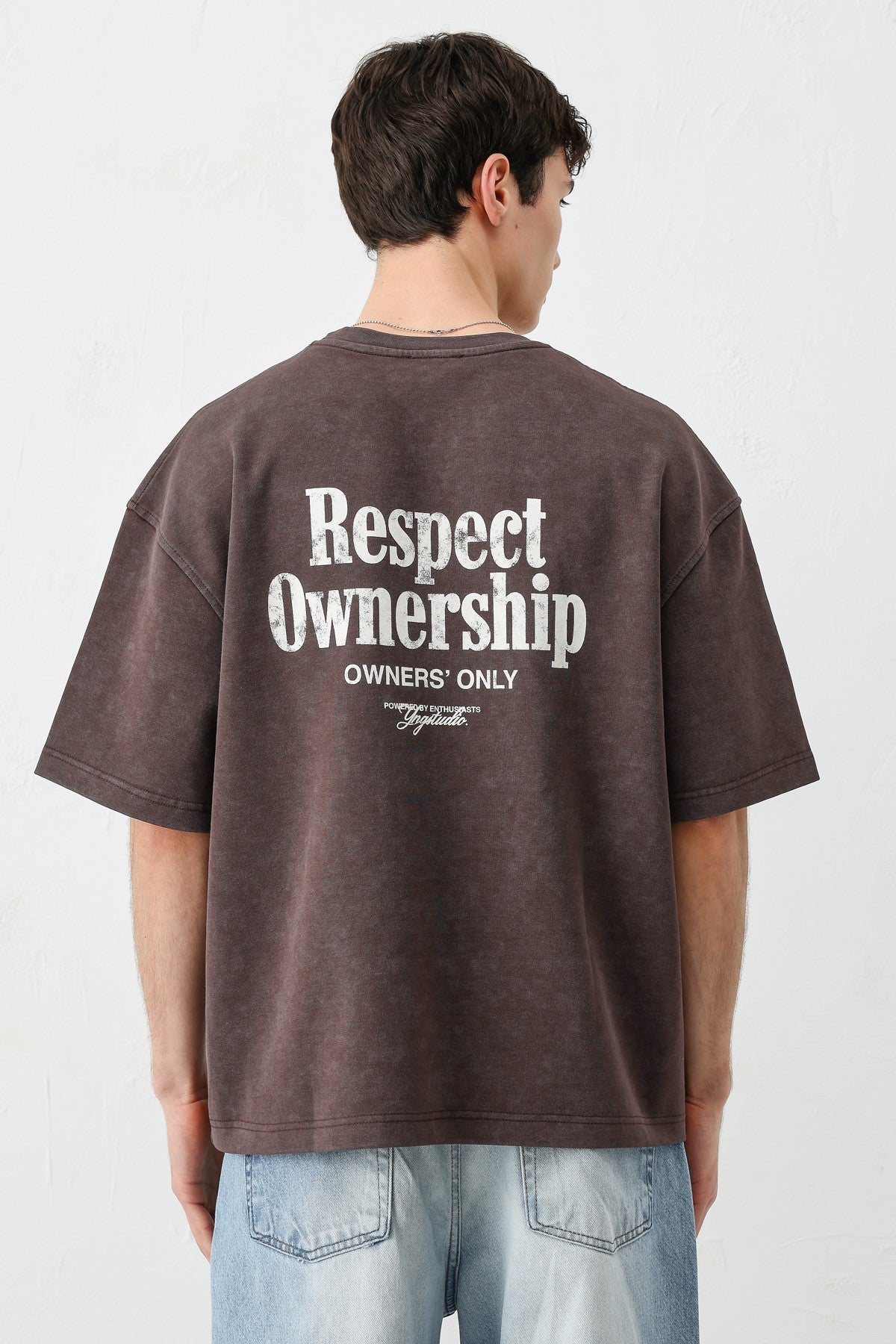 Short-Sleeve Boxy-Fit Printed T-Shirt, Brown