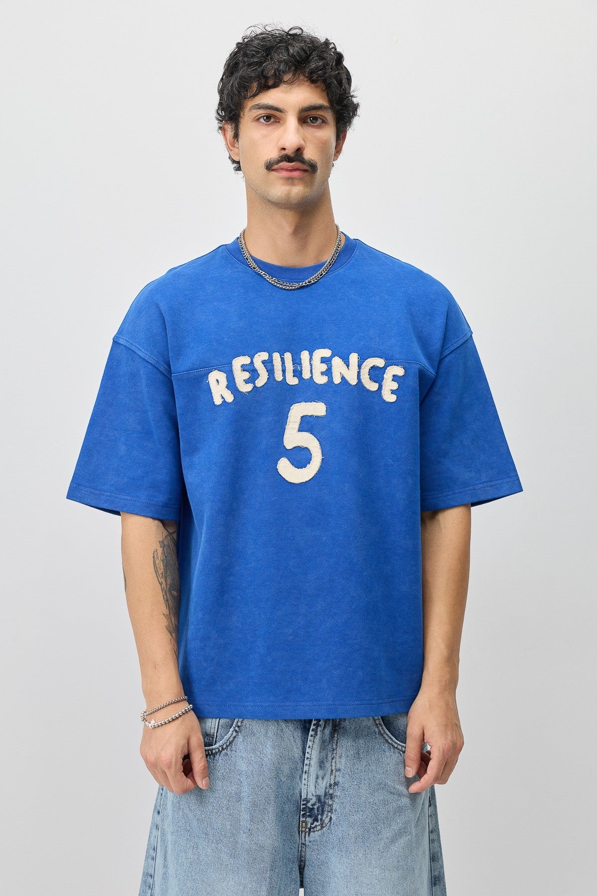 T-Shirt with Oversized Lettering and Number Print