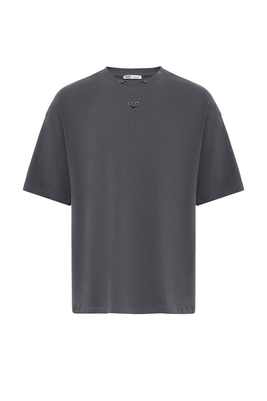 Oversized T-Shirt with Metal Ring Detail