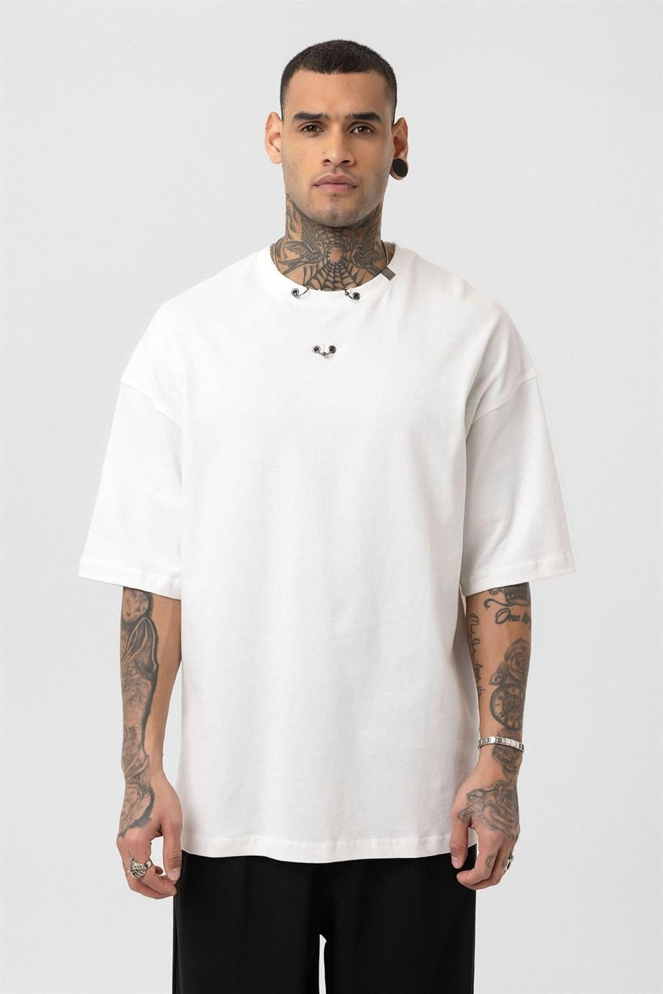 Oversized T-Shirt with Metal Ring Detail