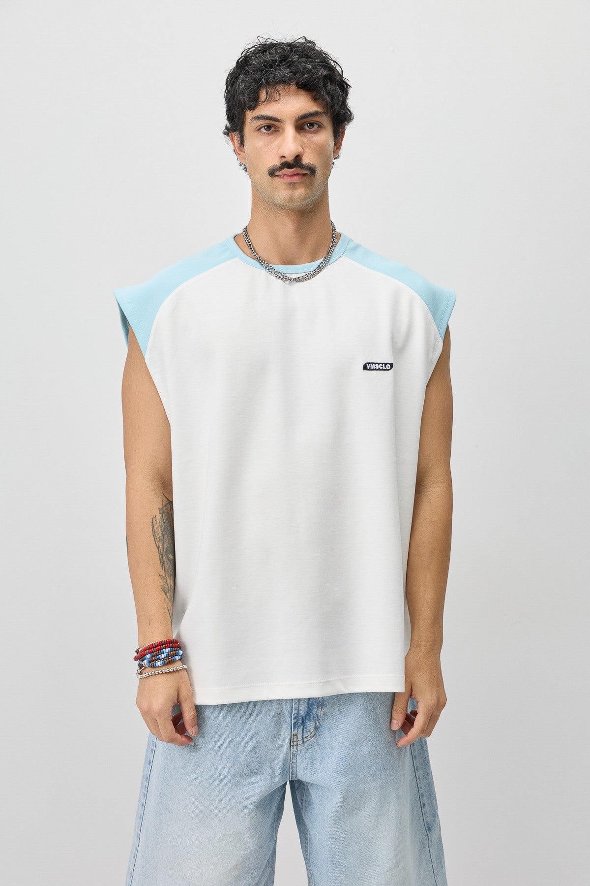 Oversized Sleeveless T-Shirt with Back Print