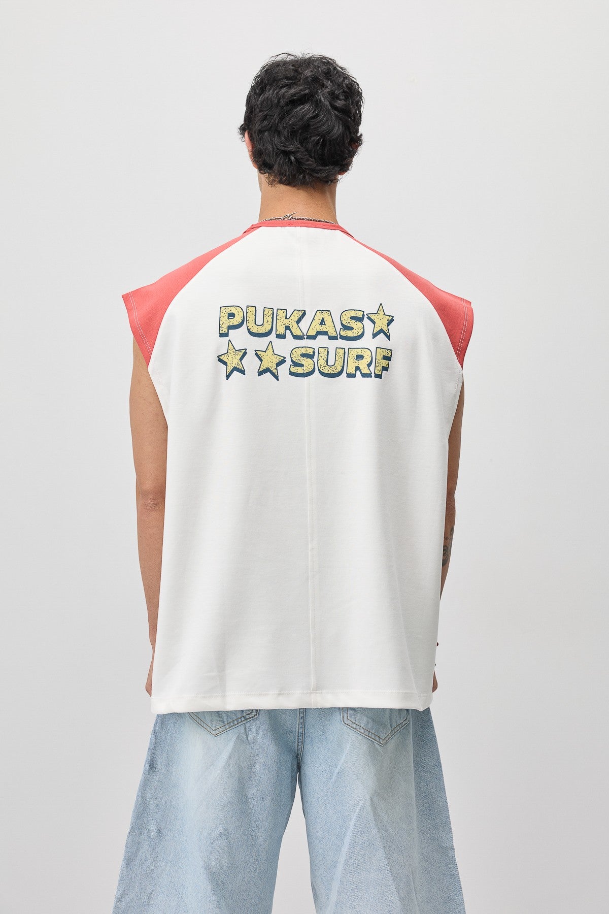 Oversized Sleeveless T-Shirt with Back Print