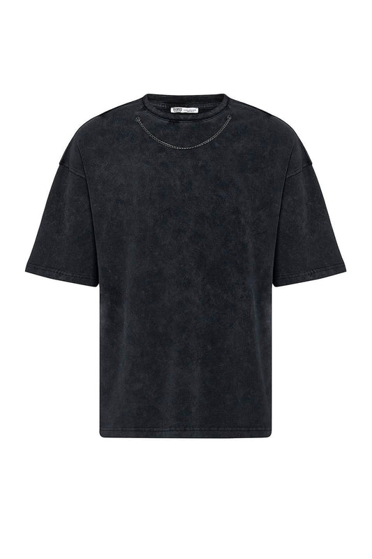 Oversized T-Shirt with Washed Chain Detail