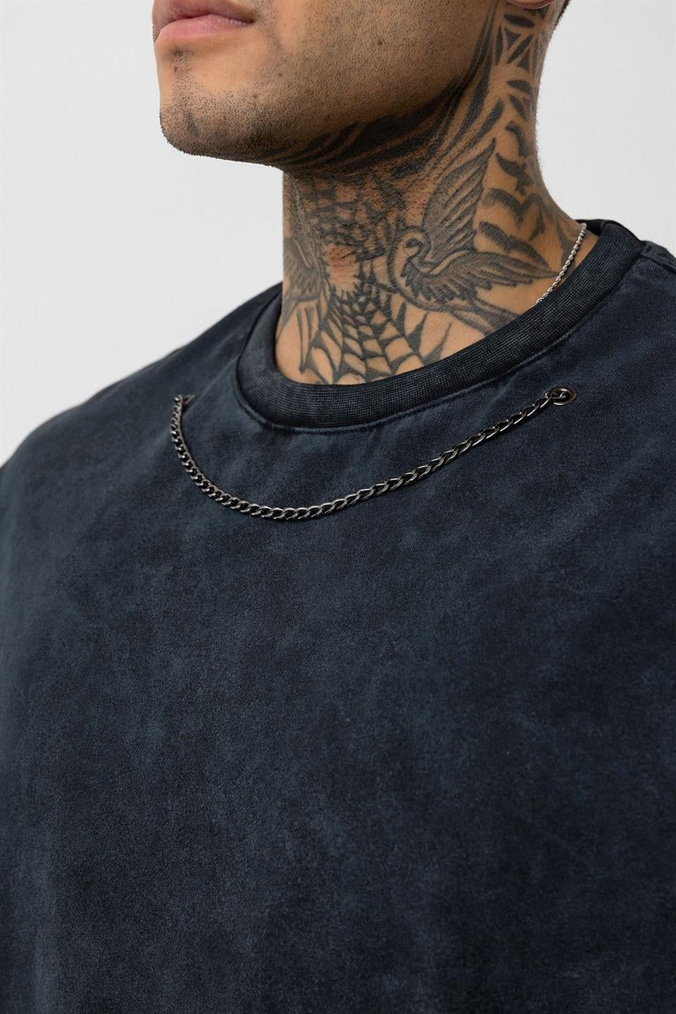Oversized T-Shirt with Washed Chain Detail