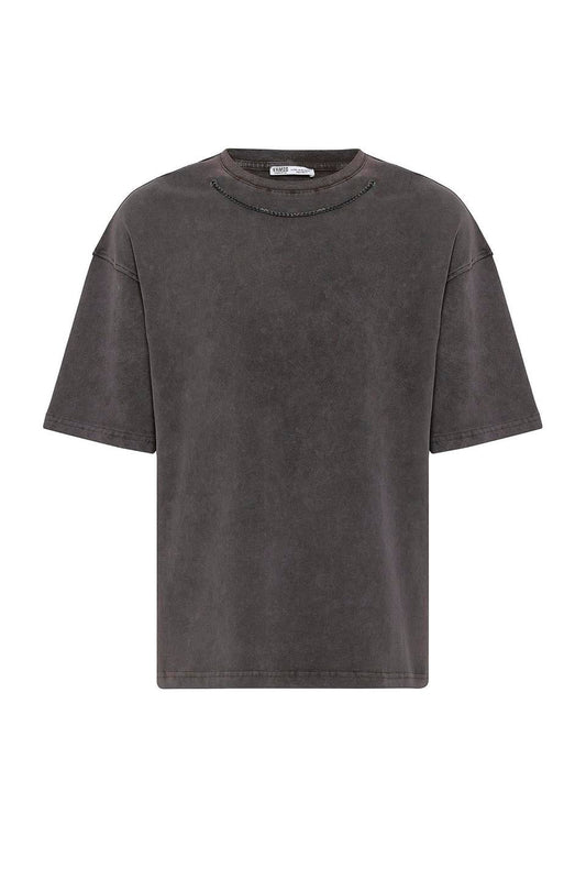 Oversized T-Shirt with Washed Chain Detail