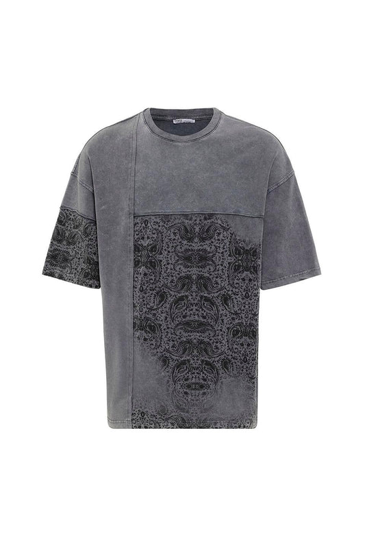 Oversized T-Shirt with Bike Neckline and Washable Collar