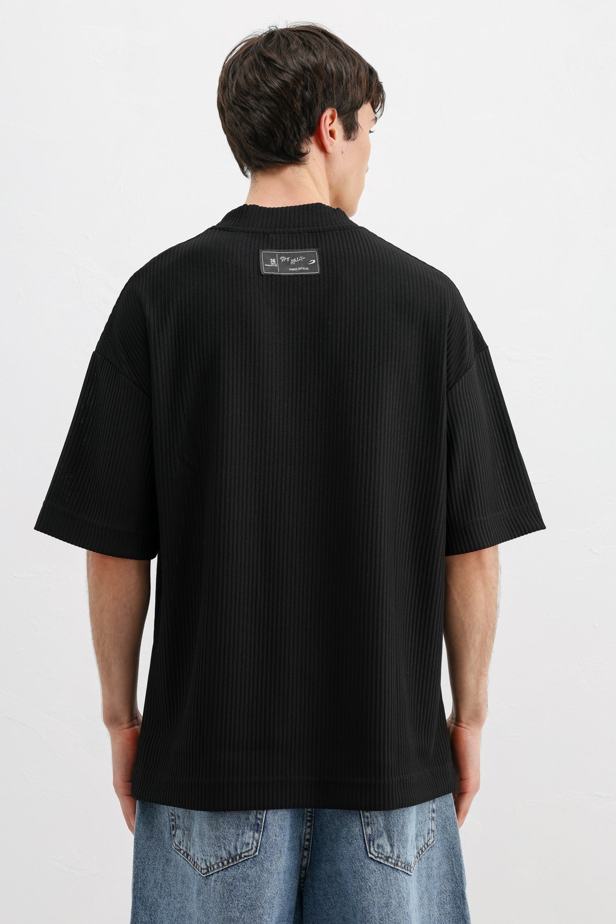 Printed Oversized T-Shirt with Ribbed Hem