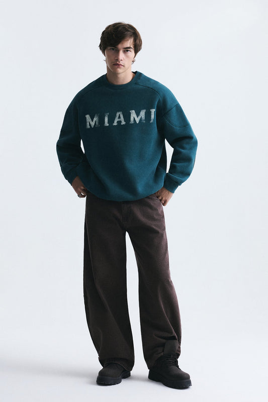 Miami Printed Bike Neck Sweatshirt