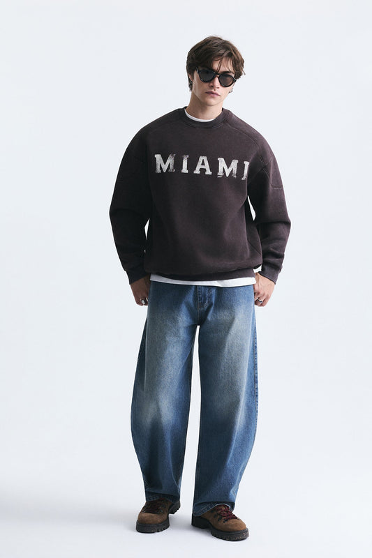 Miami Printed Bike Neck Sweatshirt