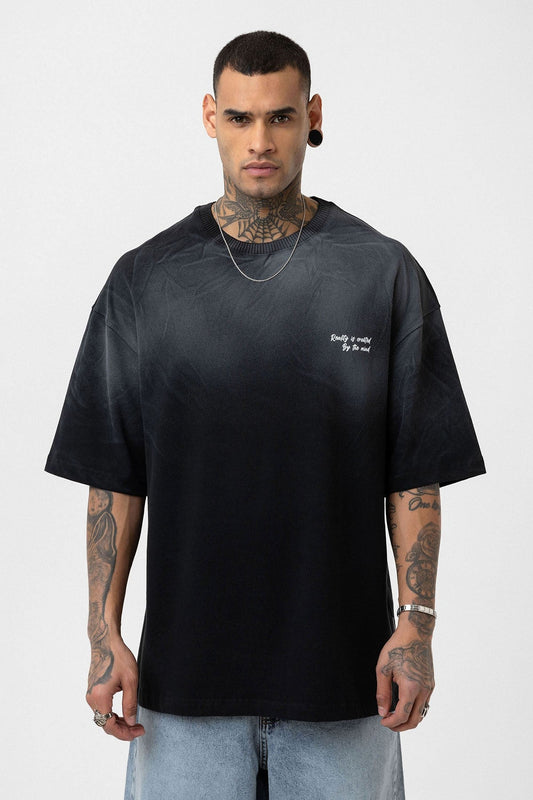 Oversized T-Shirt with Washed-Out Print and Detailed Design