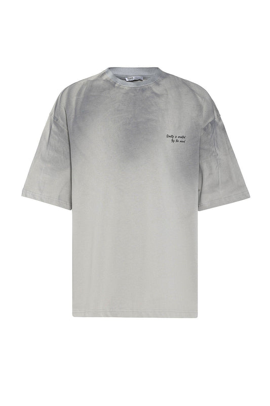 Oversized T-Shirt with Washed-Out Print and Detailed Design