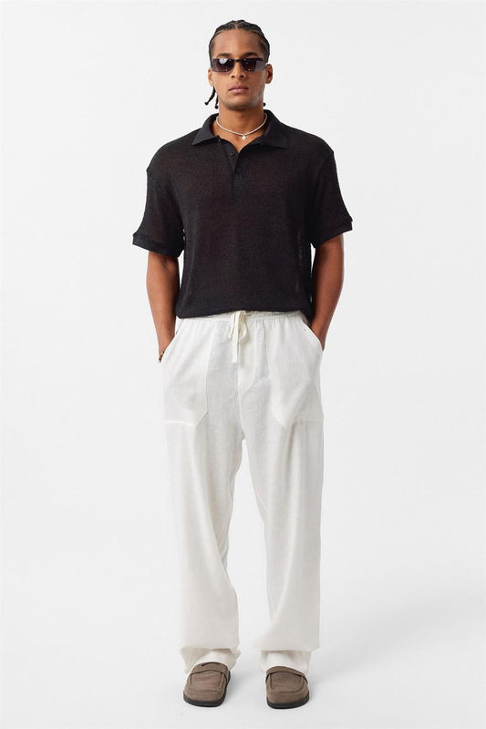 Oversized Polo-Neck Knit T-Shirt