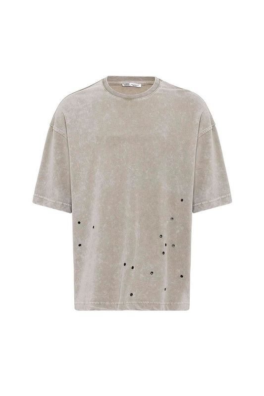 Oversized T-Shirt with Metal Accents and a Washed Look