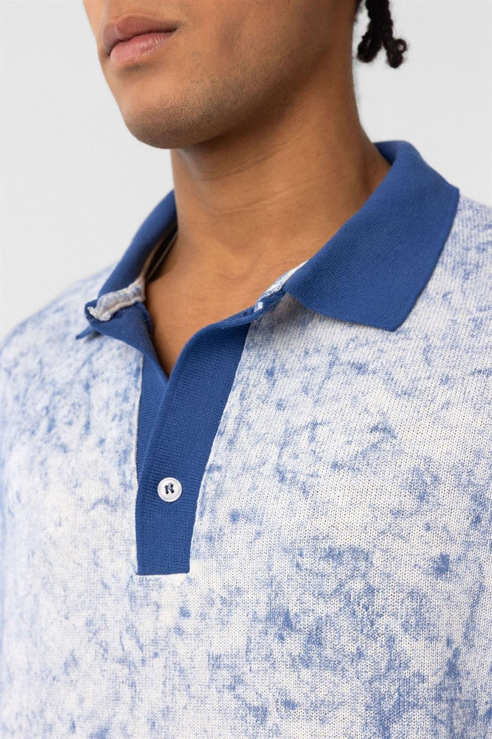 Pre-Washed Knit Oversized Polo-Neck T-Shirt