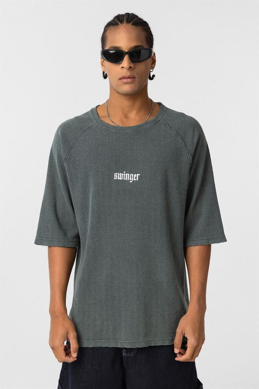 Oversized Printed Knit T-Shirt (Machine Washable)