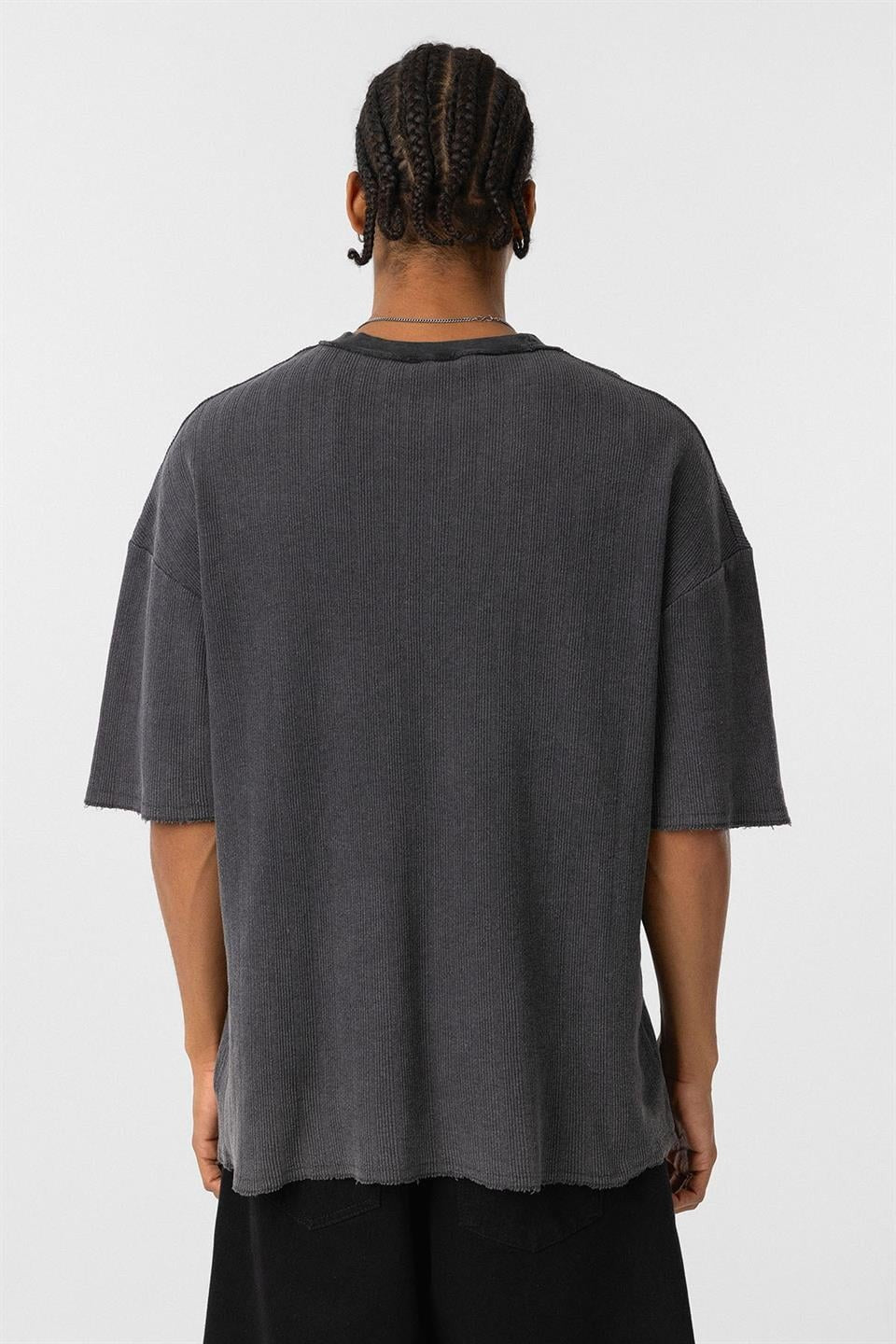 Oversized Knit T-Shirt (Machine Washable), Black