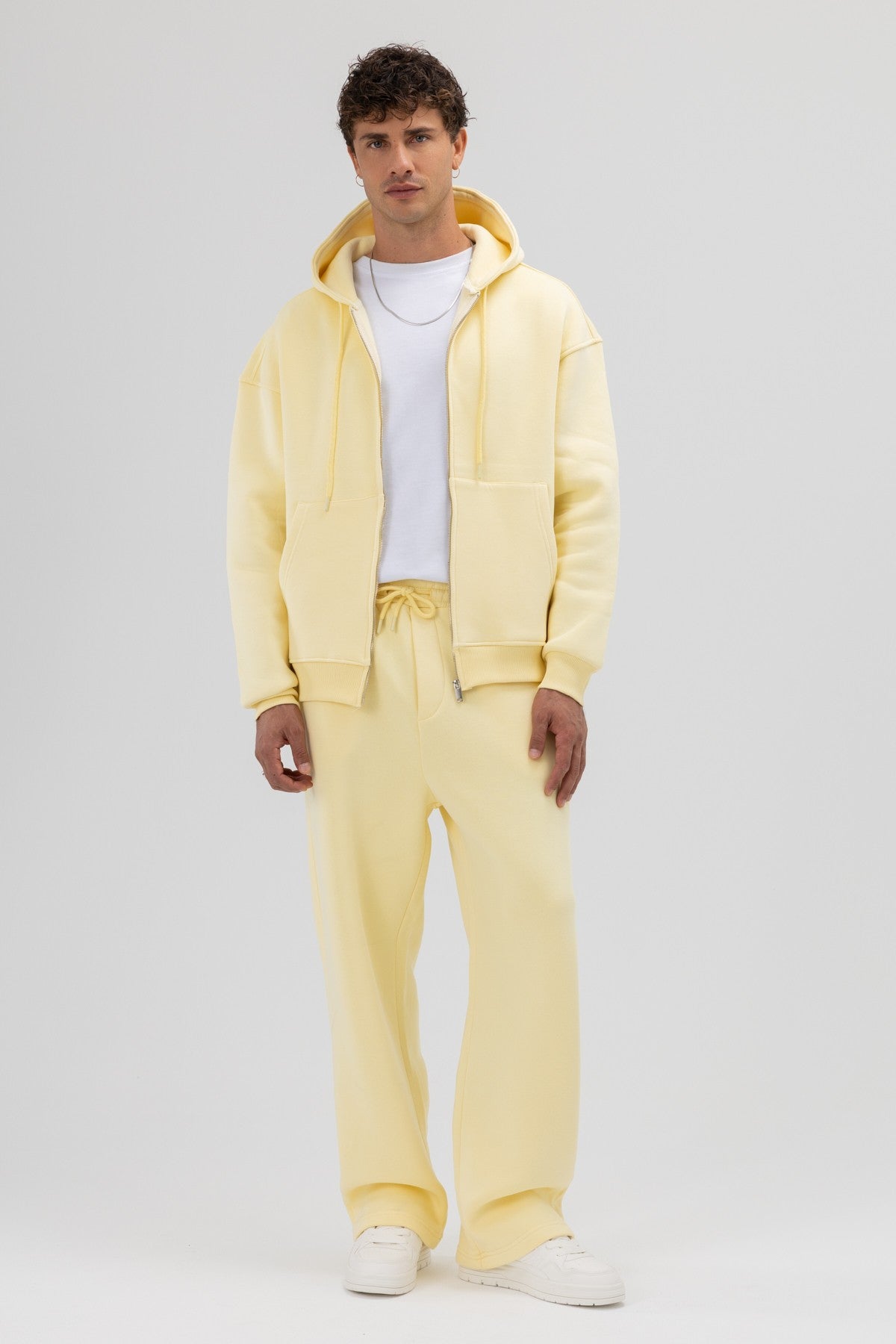 Basic Oversized Hooded Sweatshirt with Zipper