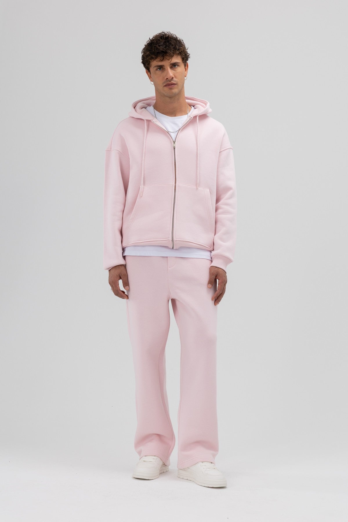 Basic Oversized Hooded Sweatshirt with Zipper