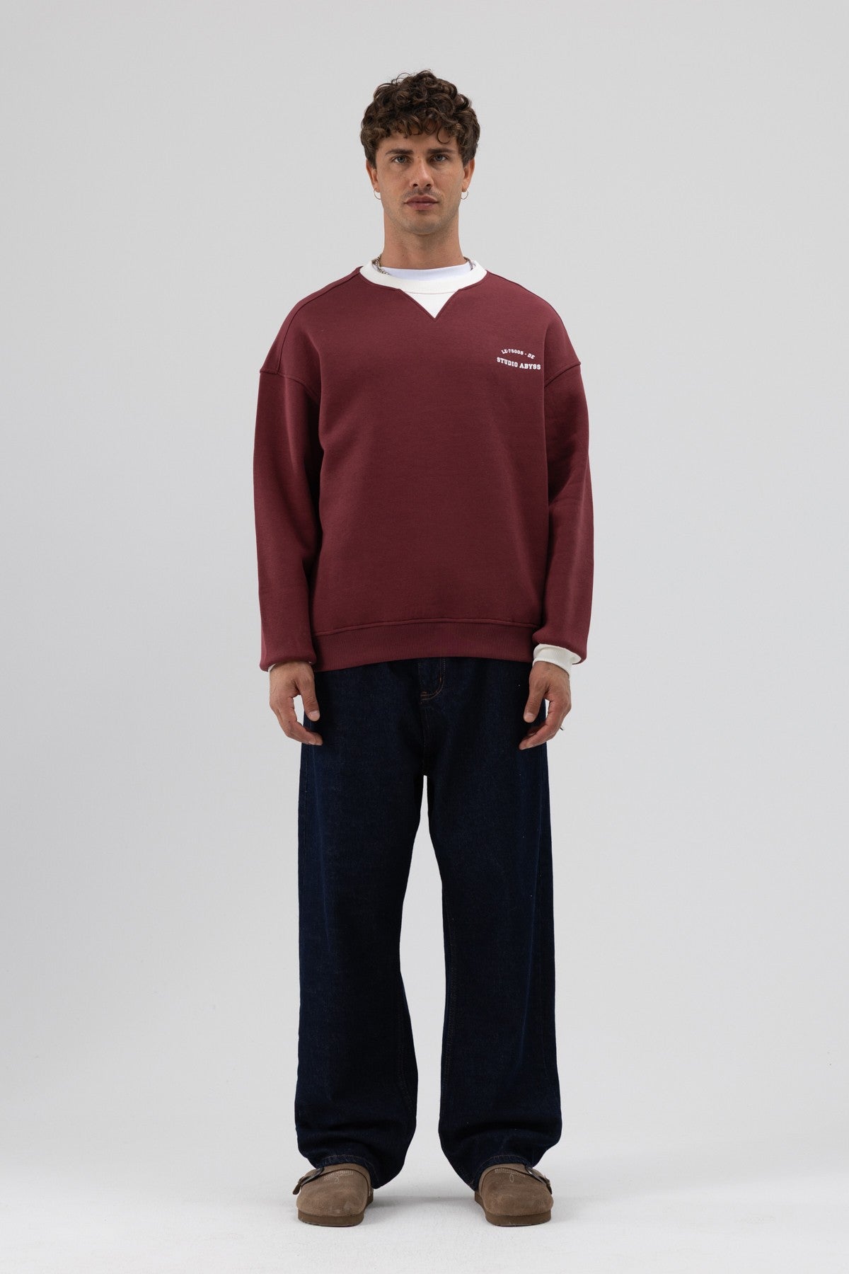 Oversized Bike Neck Print Sweatshirt