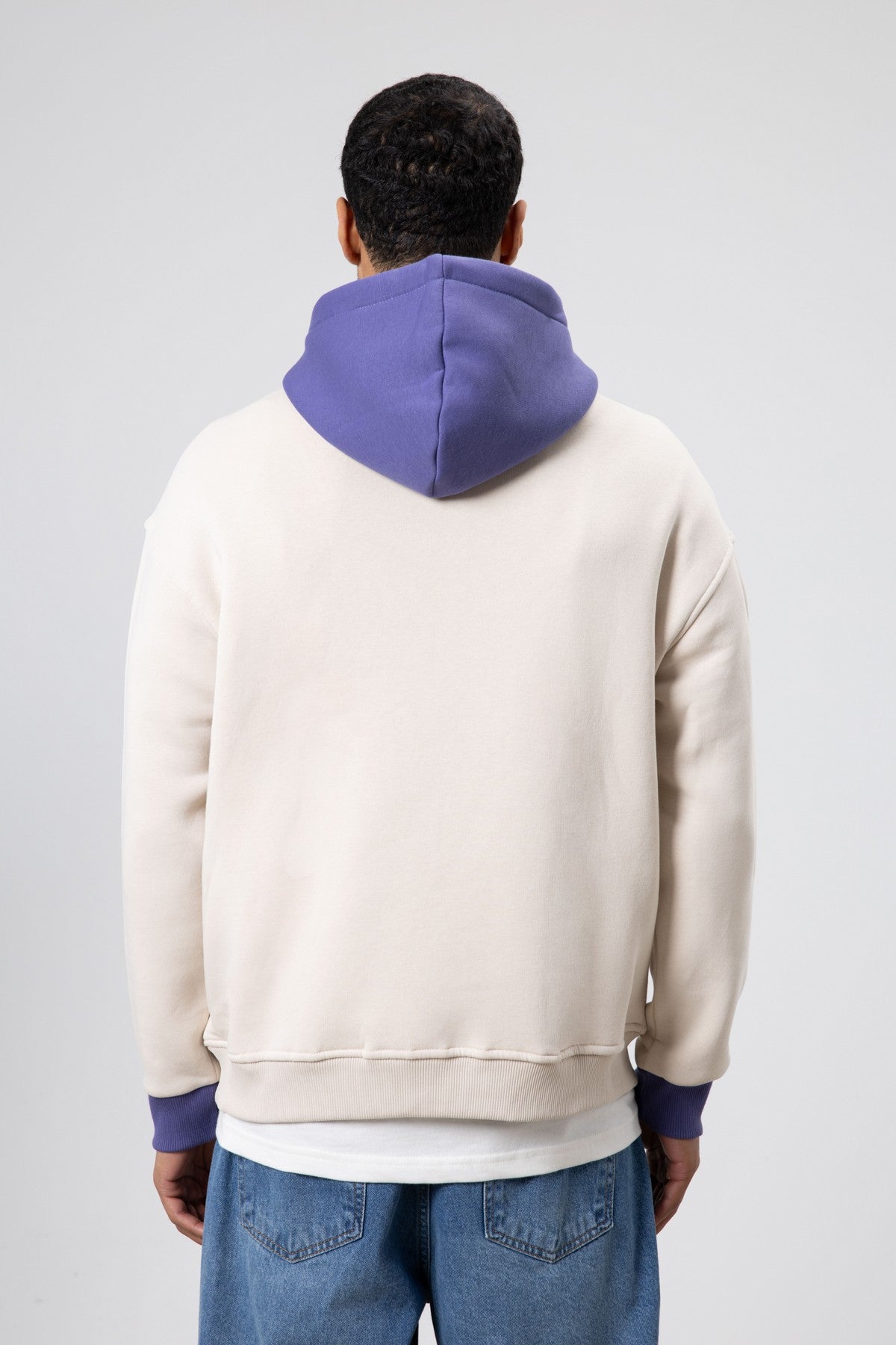 Two-Tone Printed Oversized Sweatshirt
