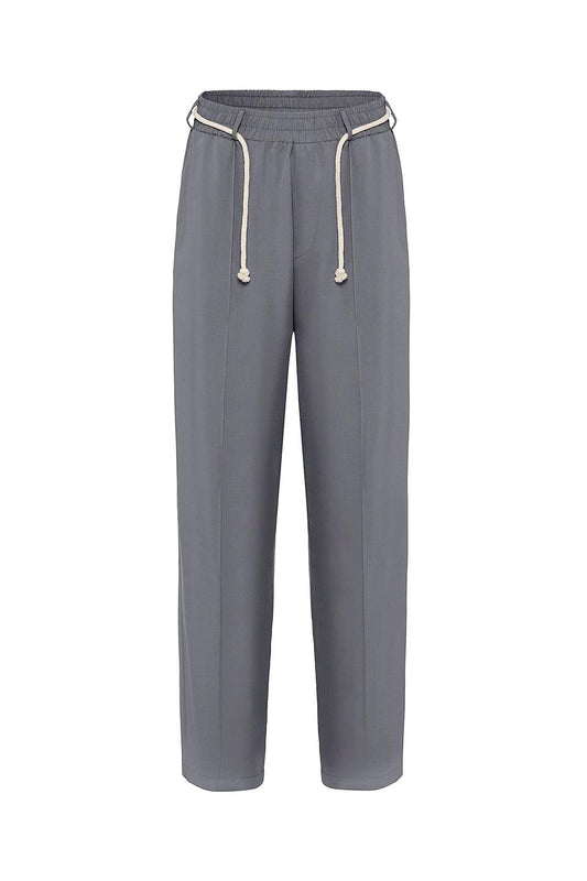 Baggy Lyocell Pants with Detailed Waistband