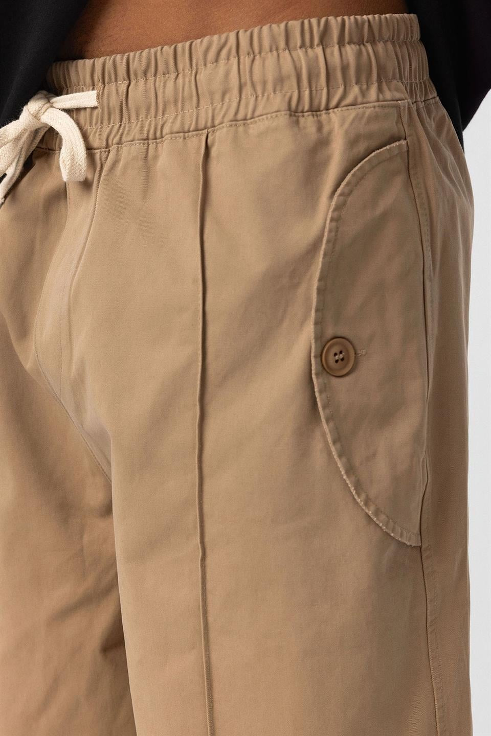 Lace-Up Baggy Gabardine Pants