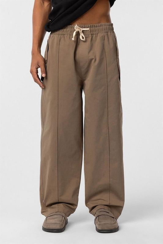 Lace-Up Baggy Gabardine Pants