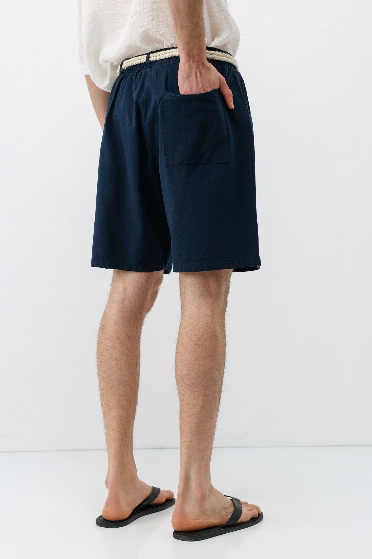 Oversized Linen Shorts with a Waistband