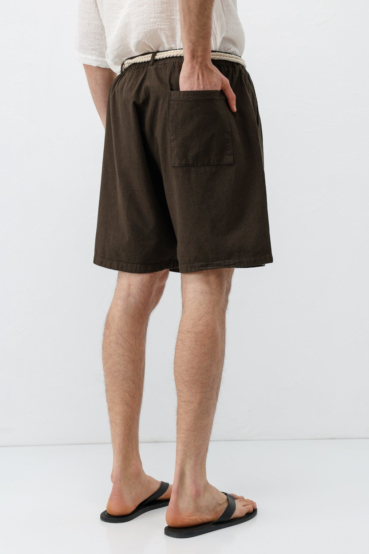 Oversized Linen Shorts with a Waistband