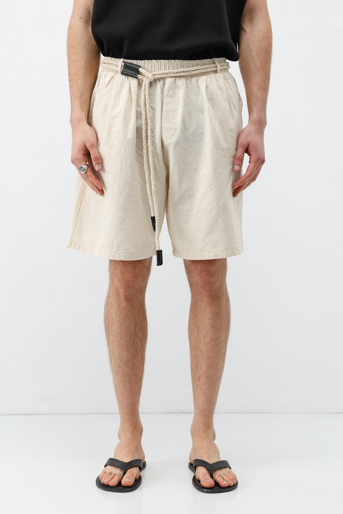 Oversized Linen Shorts with a Waistband