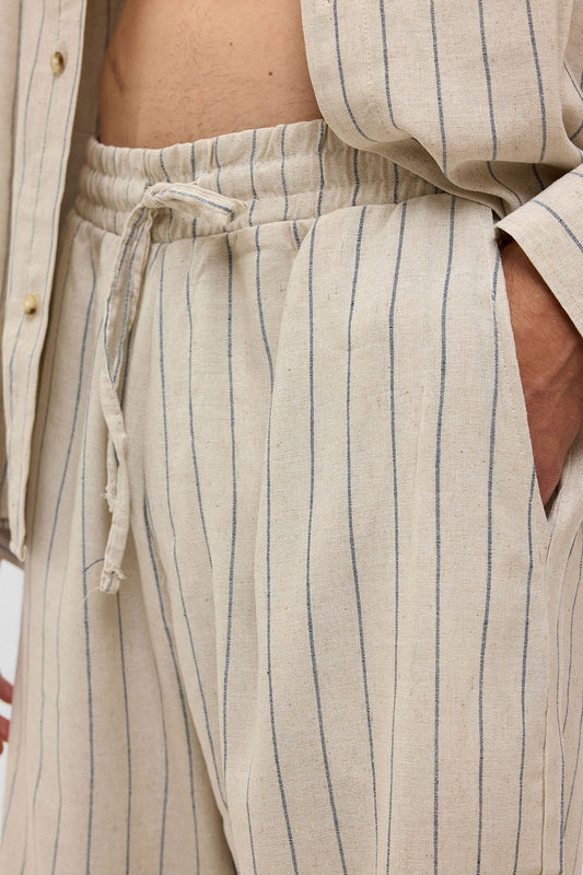 Oversized Striped Linen Shorts