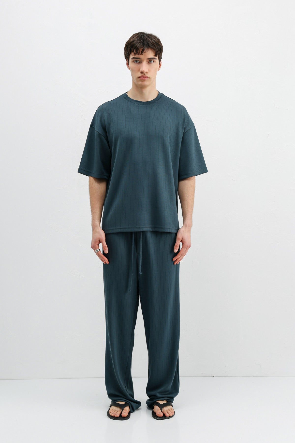 Ribbed, Textured Baggy Sweatpants