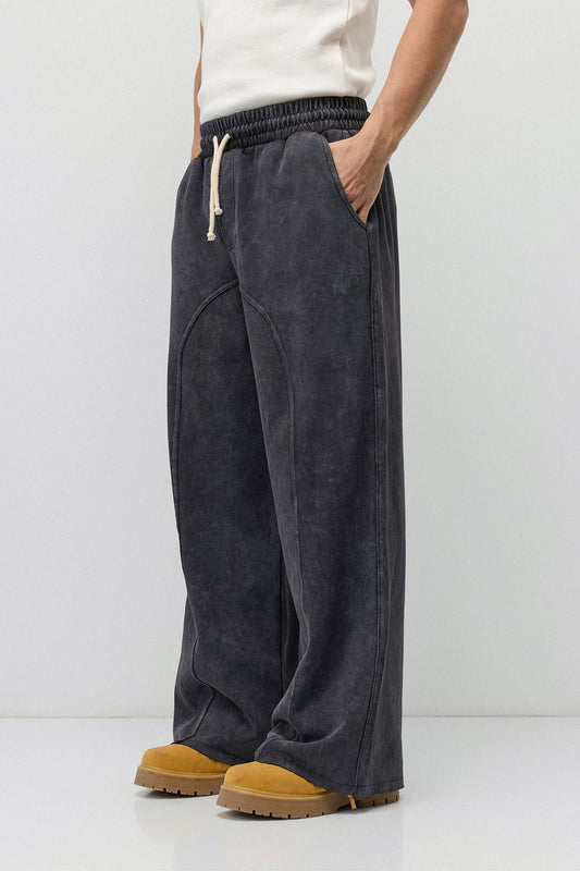 Baggy Sweatpants with Stitched Details, Machine Washable